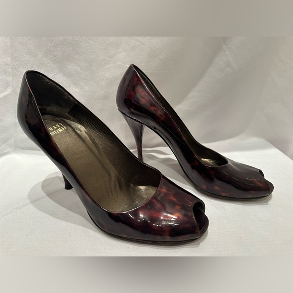 Stuart Weitzman Leopard Patent Leather Stiletto Heels Size 8 - Picture 1 of 12